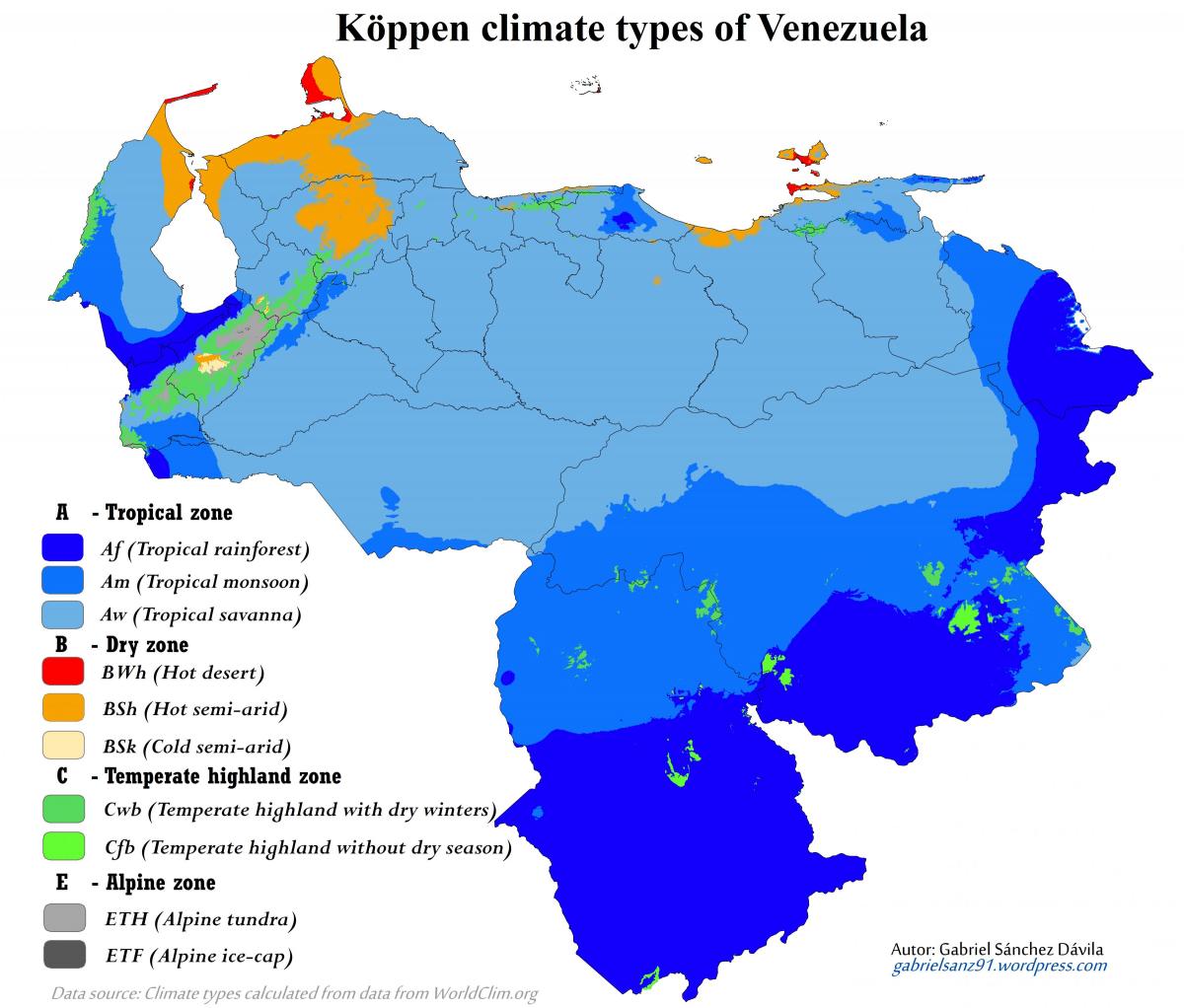 mapa de veneçuela climàtic