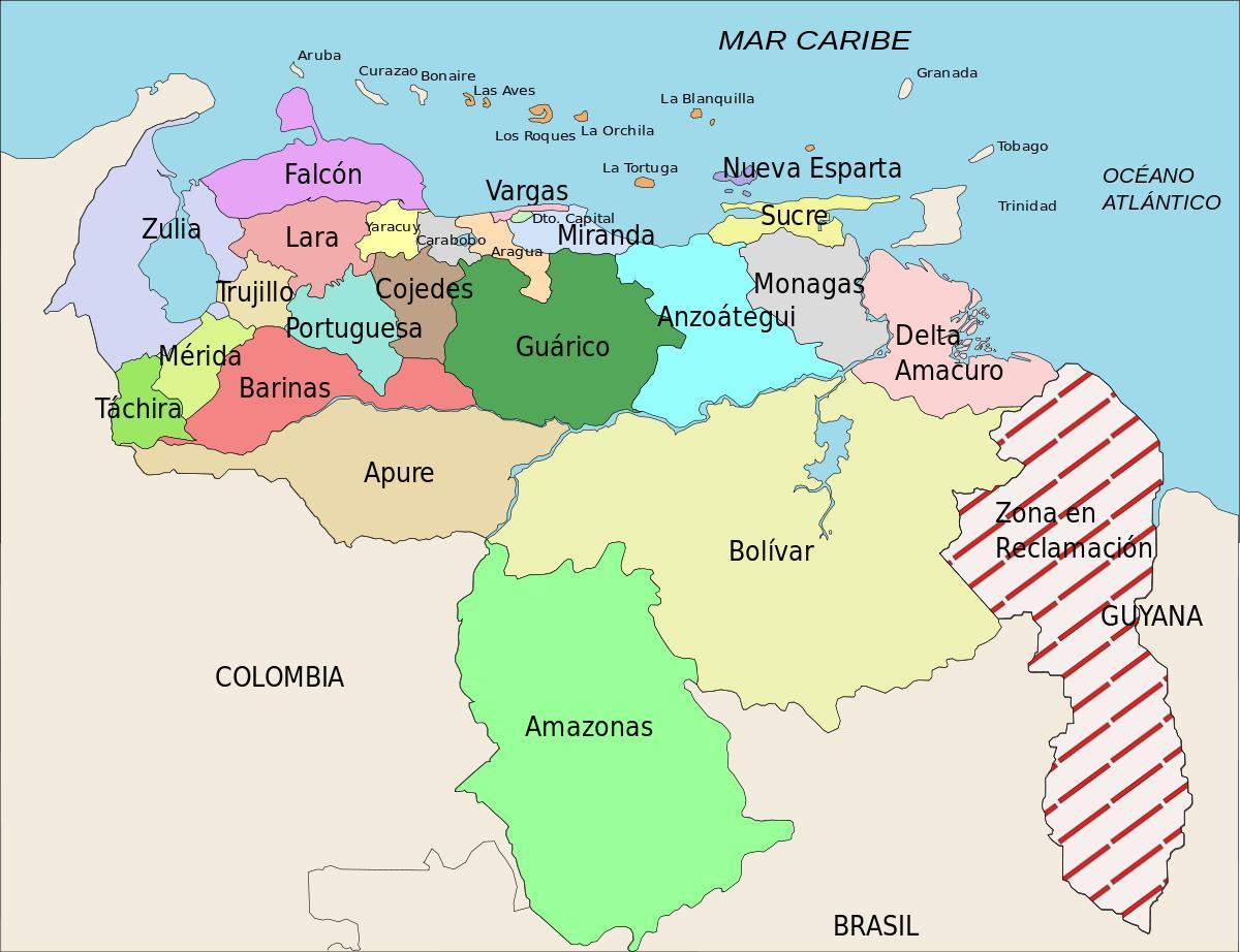 mapa de veneçuela estats