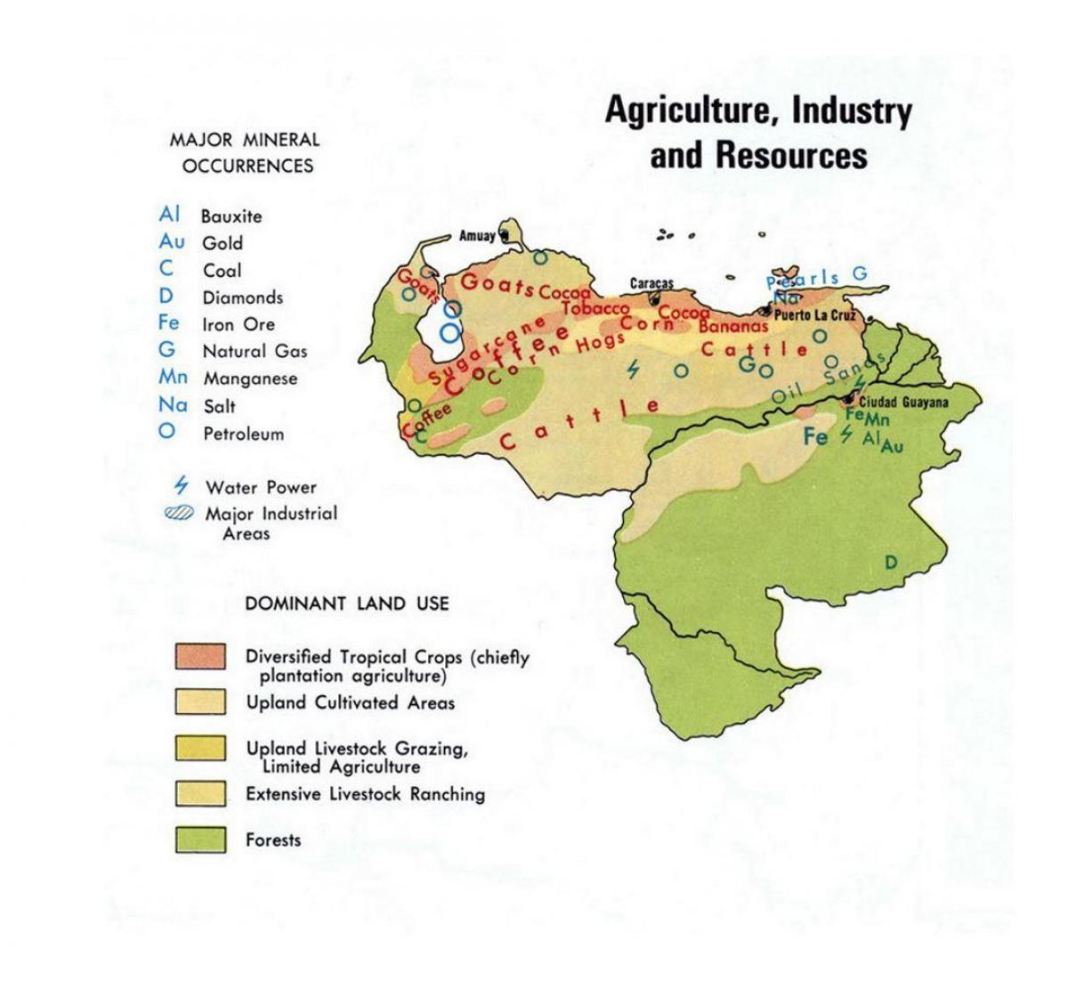 mapa de veneçuela recursos naturals