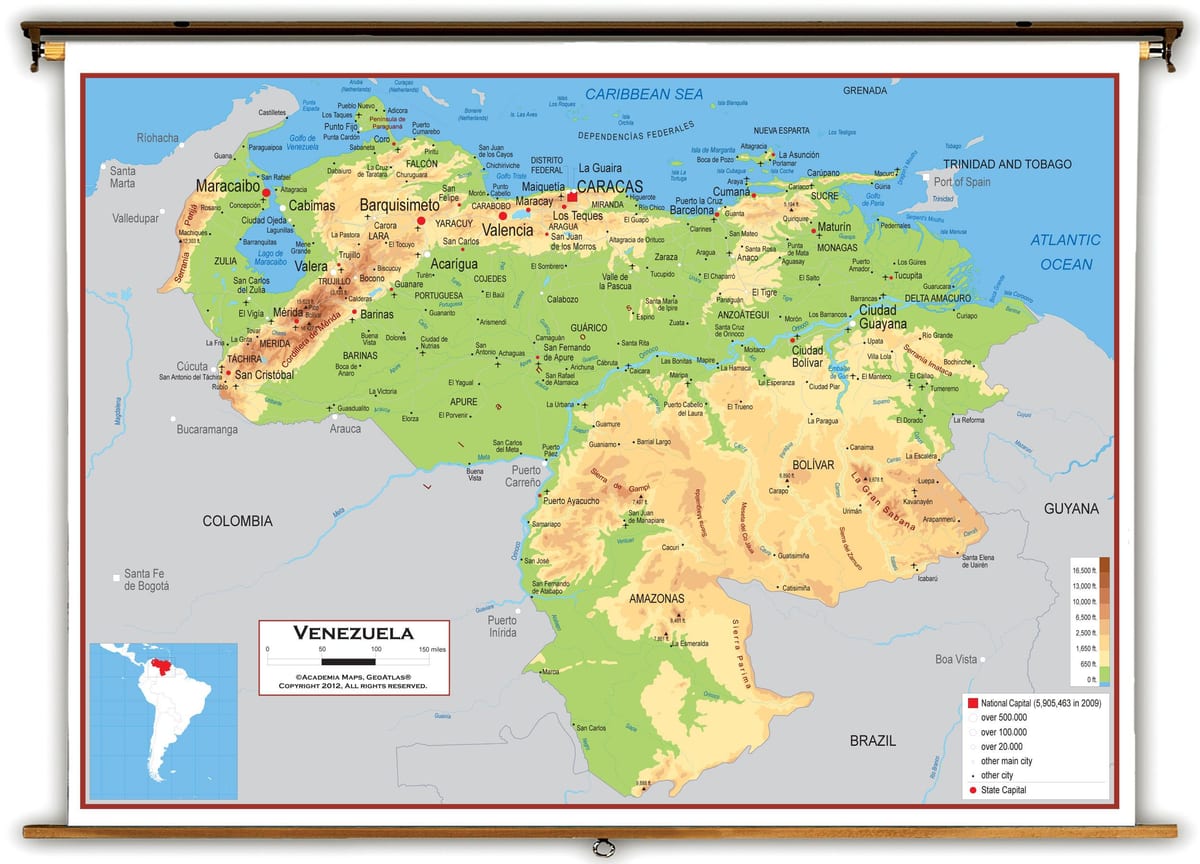 mapa de veneçuela elevació