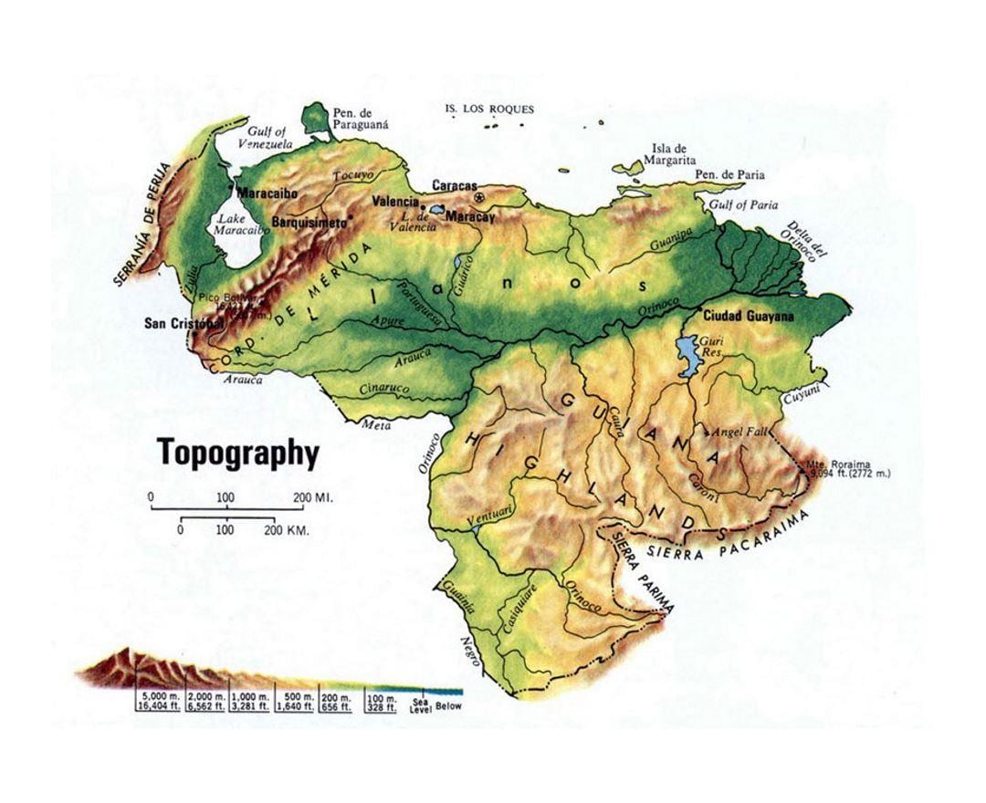 mapa de veneçuela topogràfic