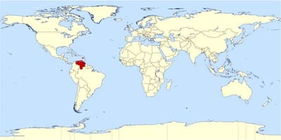 Veneçuela ubicació en el mapa del món